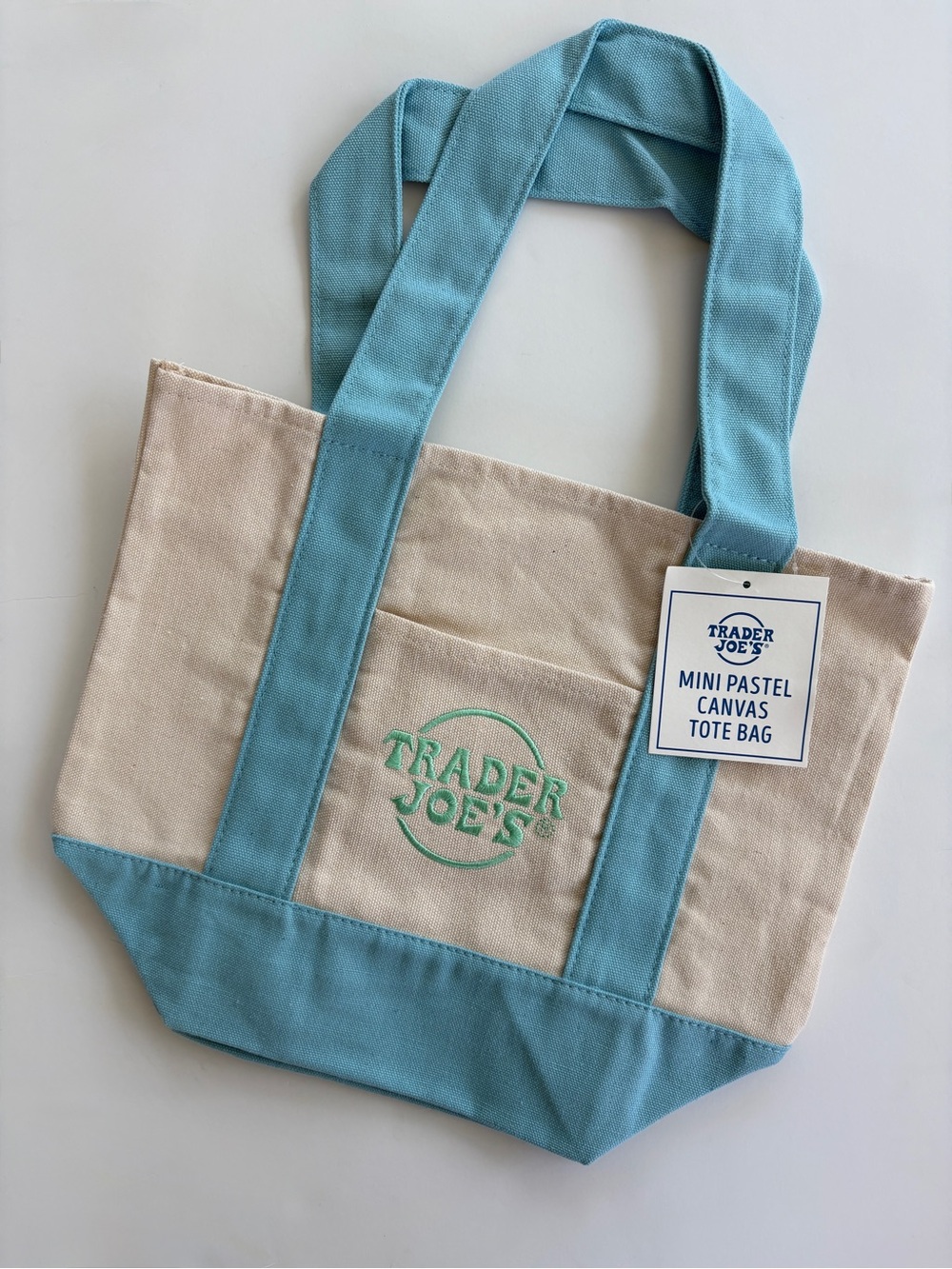 Trader Joe's Mini Pastel Canvas Tote Bag - Blue (several available)